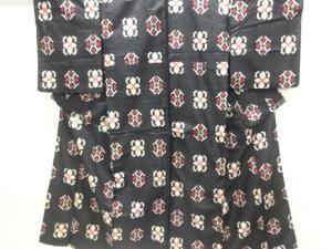 アンティーク　花模様織出し銘仙着物